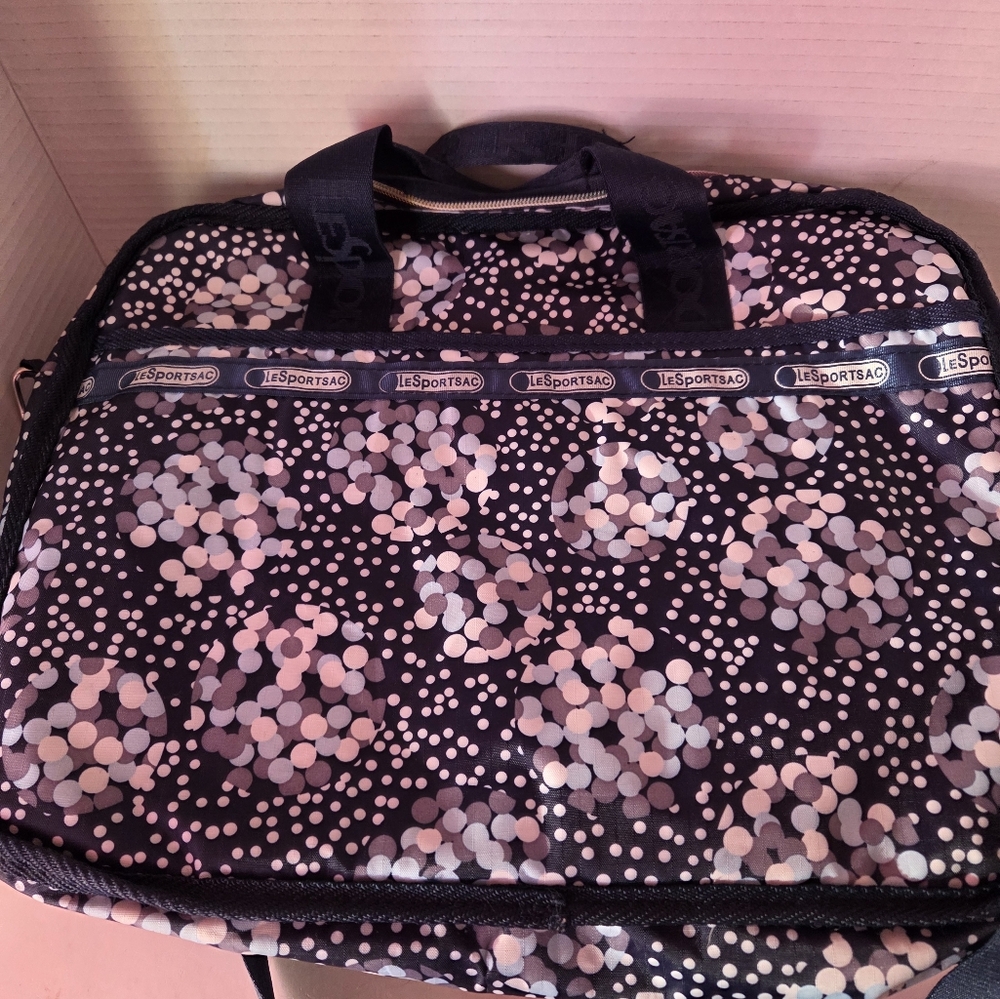 LeSportsac Blue Dotted Messenger Laptop Bag